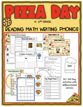 Preview of Pizza Day End of the Year Math Literacy ELA activities unit