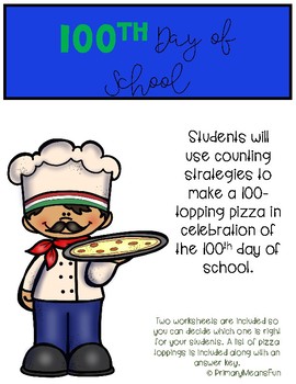 Preview of Pizza Fraction Activity for the 100th Day of School