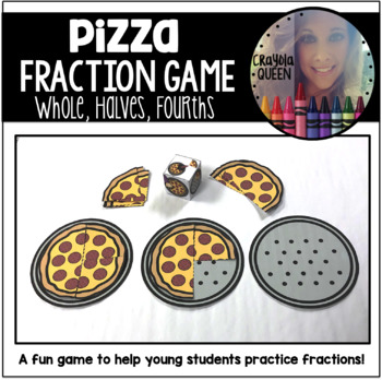 Preview of Pizza Fraction Game: Whole, Halves, & Fourths