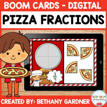 Preview of Pizza Fractions - Boom Cards - Distance Learning