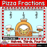Pizza Fractions Boom Cards - Halves, Thirds, Fourths - Dig