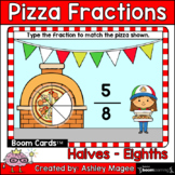 Pizza Fractions Boom Cards - TYPE Halves - Eighths Digital