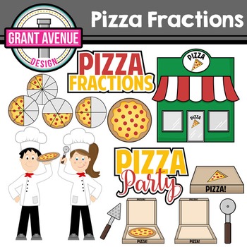 Preview of Pizza Fractions Clipart