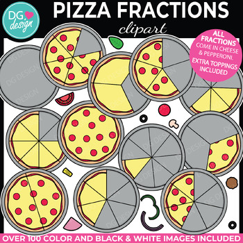 Preview of Pizza Fraction Clipart | Fraction Clipart | Math Clipart | Maths