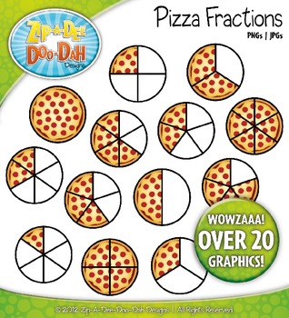 Preview of Pizza Fractions Clipart {Zip-A-Dee-Doo-Dah Designs}