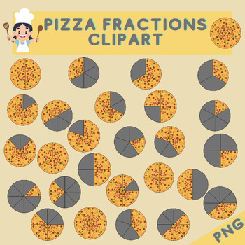 Preview of Pizza Fractions Clipart & Pizza Fractions and Toppings &  Math Clipart