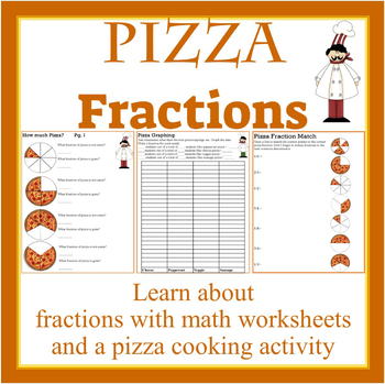 Preview of Pizza Fractions Math Worksheets and Cooking Activity