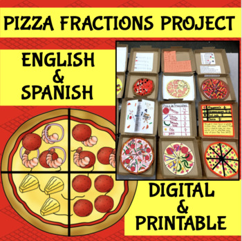Preview of Pizza Fractions Project | Digital & Printable | English & Spanish