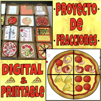 Preview of Pizza Fractions Project SPANISH | Digital & Printable