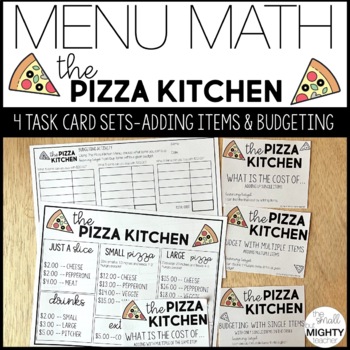 Preview of Pizza Kitchen Menu Math Addition Worksheets