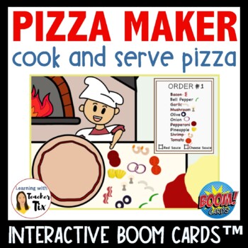 Preview of Pizza Making Activity cook and serve pizza Interactive Boom Cards