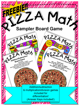 Preview of Pizza Math Addition/Subtraction, Multiplication/Division Board Game Sampler