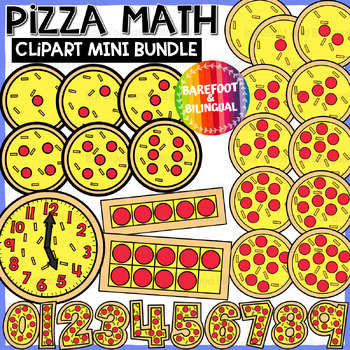 Preview of Pizza Math Clipart Mini Bundle | Pizza Dice Clipart, Number Clipart & More