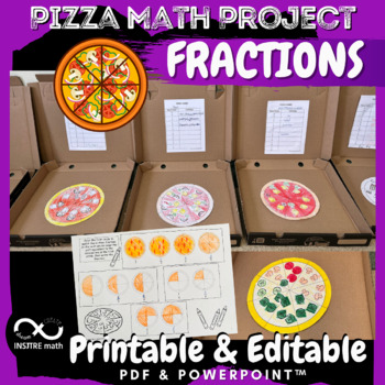Preview of Pizza Math Project Equivalent Fractions. 3rd 4th Gr Craft Project Based Learning