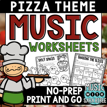 Preview of Pizza-Themed NO PREP Music Worksheets