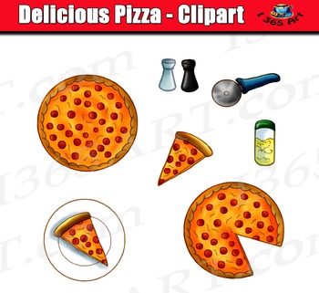 Preview of Pizza Clipart - Color and Black & White