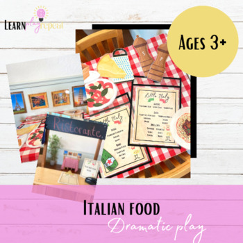 Preview of Italian food/Pizza parlor Dramatic Play activities for preschool & kindergarten