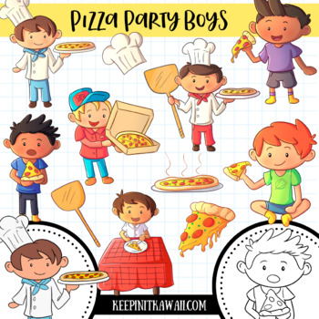 Preview of Pizza Party Boys Clip Art Collection