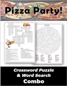 Pizza Party Crossword Puzzle Word Search Combo TPT