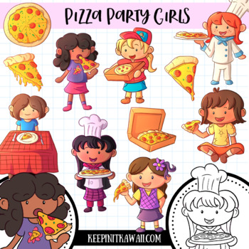 Preview of Pizza Party Girls Clip Art Collection