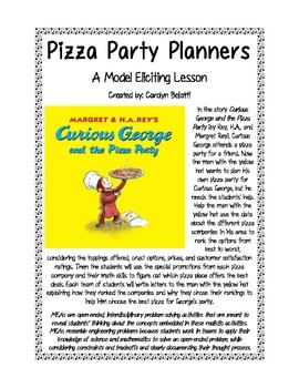 Preview of Pizza Party Planners MEA featuring Curious George (Model Eliciting Activity)