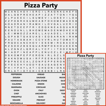 Preview of Pizza Party Word Search