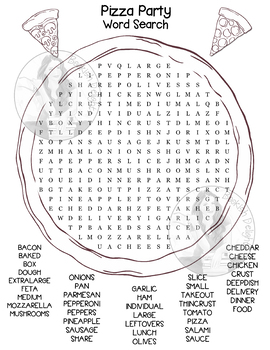 pizza party word search reproducible food health nutrition