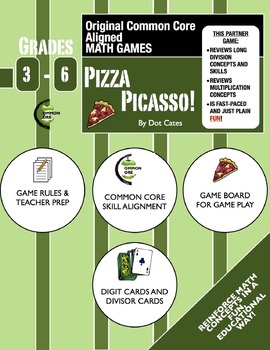 Preview of Pizza Picasso!A  Fast-Paced Common Core Aligned Long Division Game for Gr. 4-6