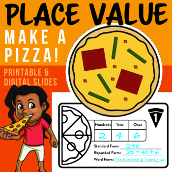 Preview of Pizza Place Value Math Worksheet & Craft - Printable & PowerPoint Activity