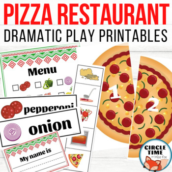 Preview of Pizza Restaurant Dramatic Play Printables, Pizzeria Center Activities, Games