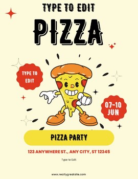 Preview of Pizza Sale Party Shop Festival (4) Flyers - Customize your Flyer -Ready to Edit!