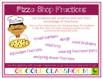 Preview of Pizza Shop Fractions *Digital & Printable PBL