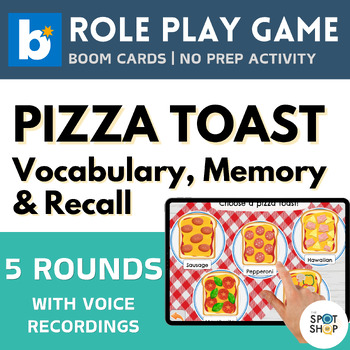 Preview of Pizza Toast Shop Vocabulary Memory and Recall Boom Cards