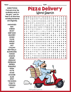 No Prep Pizza Toppings Worksheet - Pizza Word Search Puzzle FUN | TpT