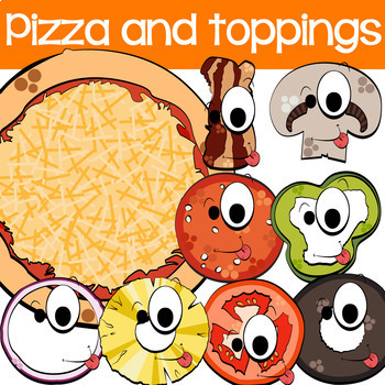 Preview of Pizza and Toppings  Digital Clipart