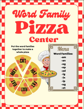 Preview of Pizza themed Word Families and Math Centers