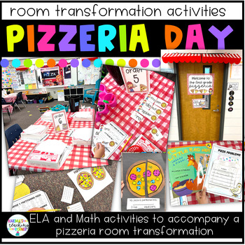 Preview of Pizzeria Room Transformation Activities | ELA and Math First Grade