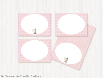 Preview of Place Cards, Printable, Food Cards, Tent Cards, Pink, Fold - 3.5"X2.5"