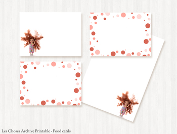 Preview of Place Cards, Printable, Food Cards, Tent Cards, Pink, Fold - 3.5"X2.5"