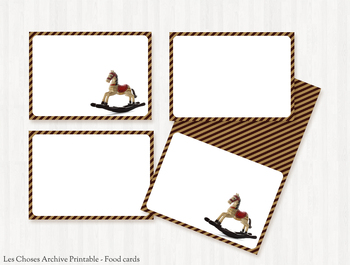 Preview of Place Cards, Printable, Food Cards, Tent Cards, Rocking Horse, Fold - 3.5"X2.5"