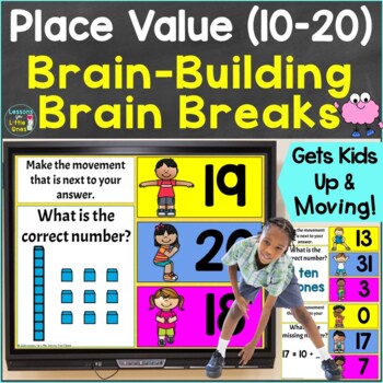 Preview of Place Value (10-20) with Brain Breaks, Movement Google Slides & PowerPoint