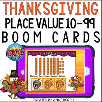 Preview of Place Value 10-99 Thanksgiving BOOM™ Cards