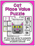 Place Value 100 Chart Puzzle Math Center (Cat)