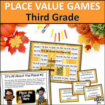 Preview of Place Value Games 3rd, 4th Grades Standard & Word Form, Expanded, Find the Place