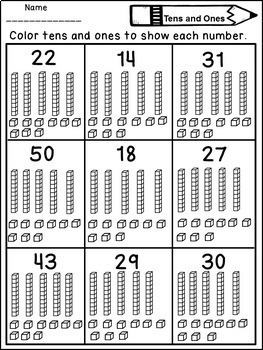 Place Value Worksheets for First Grade TENS AND ONES by ...
