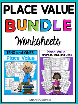 Preview of BUNDLE Place Value Worksheets for 1st and 2nd Grade