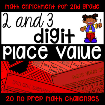 Preview of Place Value 2-Digit 3-Digit NO PREP Printables - Math Challenge/Enrichment