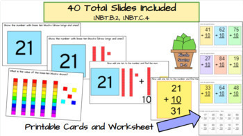 Preview of Place Value 2-Digit Addition: Adding Ten with Base Ten Digital Math Slides K-2