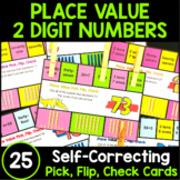 Place Value Center - Pick, Flip Check Cards for 2 Digit Nu