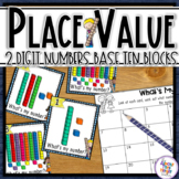 Place Value 2 digit Task Cards using base 10 blocks